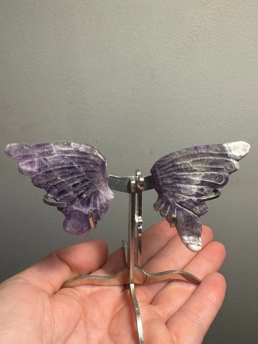Carved Amethyst Butterfly Wings Display